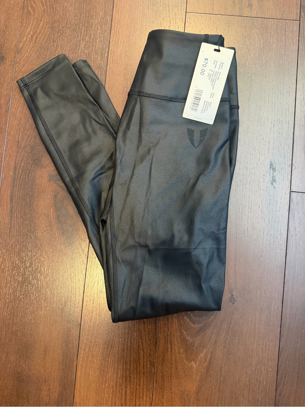 NEW Firmabs Women's Faux Leather Cargo Power Leggings Black Size M NWT